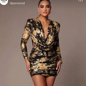 Elegant Black and Gold Women's Dress